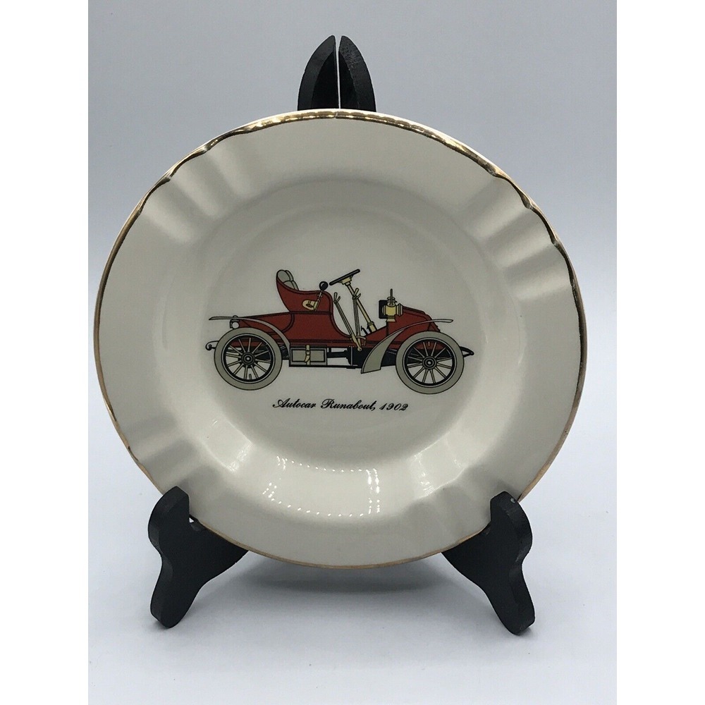 Autocar Runabout 1902 Ashtray 7-1/2" ‎  gold trim, EUC